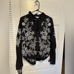 Anthropologie embroidered button-up top